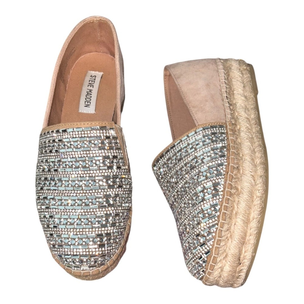 Steve Madden 7.5 Proud Embellished Bling Espadrilles shoes Excellent!